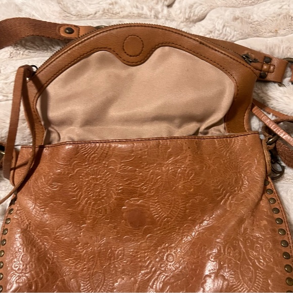 The Sak Embossed Tan Leather and Silverlake Crossbody Bag - Picture 5 of 13